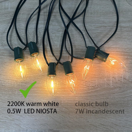 NIOSTA 30 Ft Christmas Pathway String Lights, 20 Warm White LED Bulbs and 20 Stakes, Plug in & Connectable Christmas Lights for Yard Garden Lawn Walkway, 2Pack