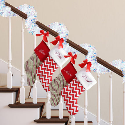 Sggvecsy 26.2Ft Christmas White Tinsel Garland Xmas Tree Decorations Christmas Iridescent Metallic Twist Garland Ceiling Hanging Decorations for Year Party Birthday Holiday Indoor Outdoor Supplies