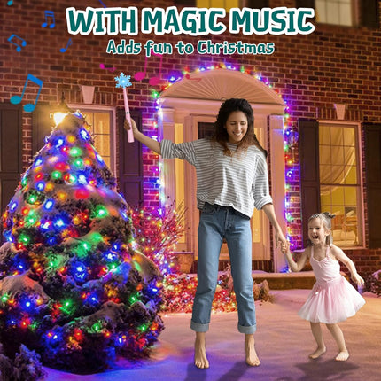 Wireless Remote Control Outlet, Magic Light Wand for Christmas Tree Lights and Home Decoration Lights, Remote Light Switch with Music, Christmas for Kids/Friends/Family, Pink