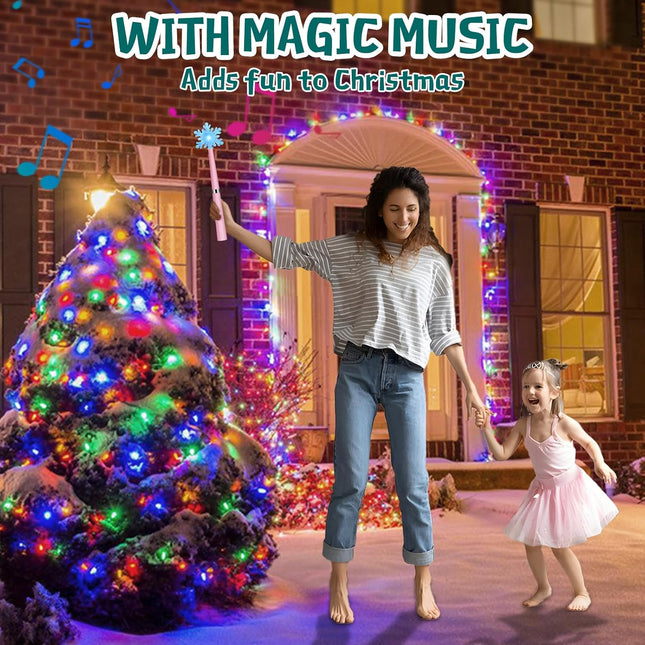 Wireless Remote Control Outlet, Magic Light Wand for Christmas Tree Lights and Home Decoration Lights, Remote Light Switch with Music, Christmas for Kids/Friends/Family, Pink