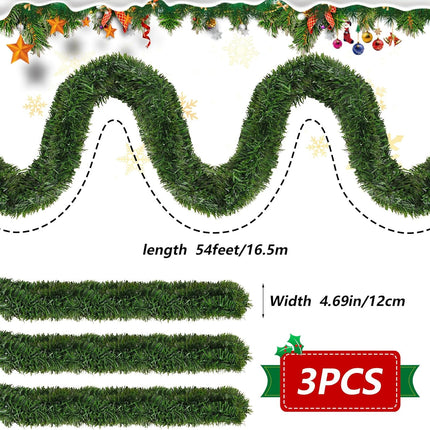 Deluxe 54Ft Artificial Non-Lit Soft Green Garlands - Festive Holiday Decor for Indoor and Outdoor Use Christmas Garland