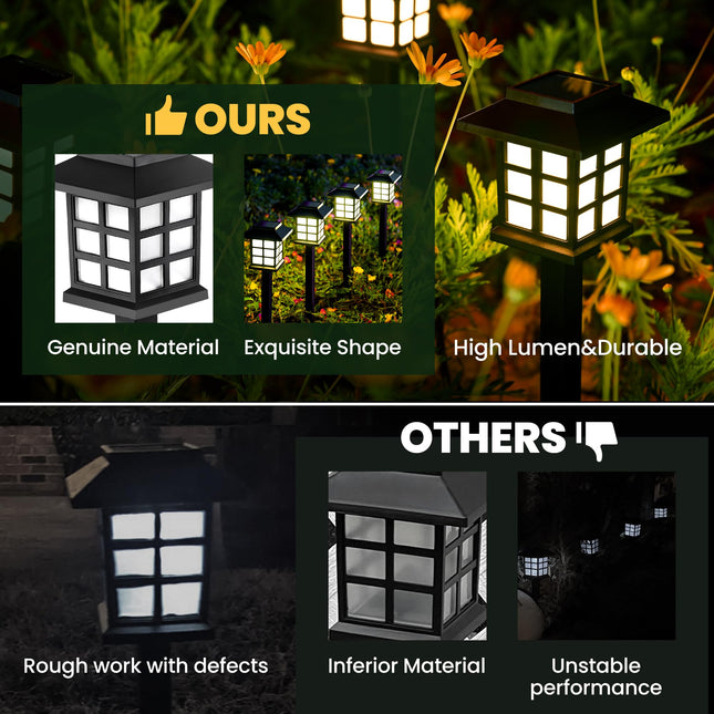 GIGALUMI Solar Outdoor Lights2 Pack LED Solar Lights Outdoor Waterproof Solar Walkway Lights Maintain 10 Hours of Lighting for Your Garden Landscape Path Yard Patio Driveway Plastic Black