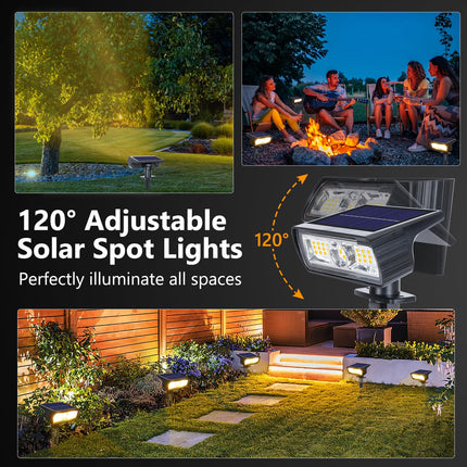 Toodour Solar Spot Lights Outdoor, 4 Pack Solar Christmas Lights Outdoor with 2 Modes, Waterproof Solar Powered Flood Lights Landscape Lighting for Yard Garden Pathway Walkway Xmas Decor - Warm White