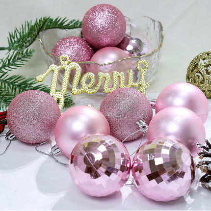 Aitsite 24ct Christmas Tree Ornaments Set 1.57 inches Mini Shatterproof Holiday Ornaments Balls for Christmas Decorations (Pink)