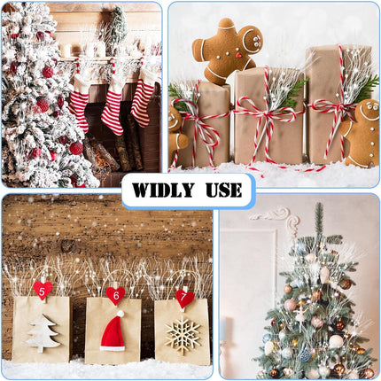 Giegxin 24 Pcs Christmas Artificial Glitter Berry Stem Ornaments 17 Inches Fake Christmas Picks Branches Decorative Glitter Sticks for Vase Christmas Tree DIY Wreath Crafts Fireplace(White)