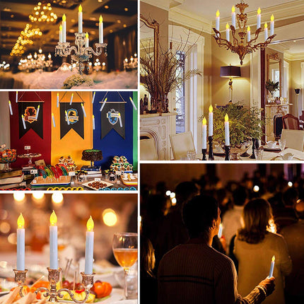 Pack of 24 Flameless Taper Candles Battery Operated Flickering Ivory Led Candle for Christmas Wedding Party Candelabra Flicker Amber Taper Candles Table Centerpiece – 6.5 Inch Candle