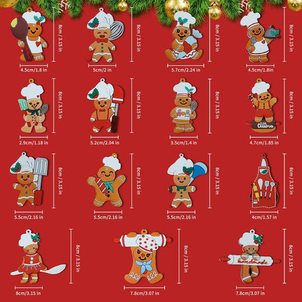 30Pcs Gingerbread Christmas Decorations, Wooden Cooking Gingerbread Ornaments Set Hanging Decor for Christmas Tree Wreath Kitchen Home Party Decorations
