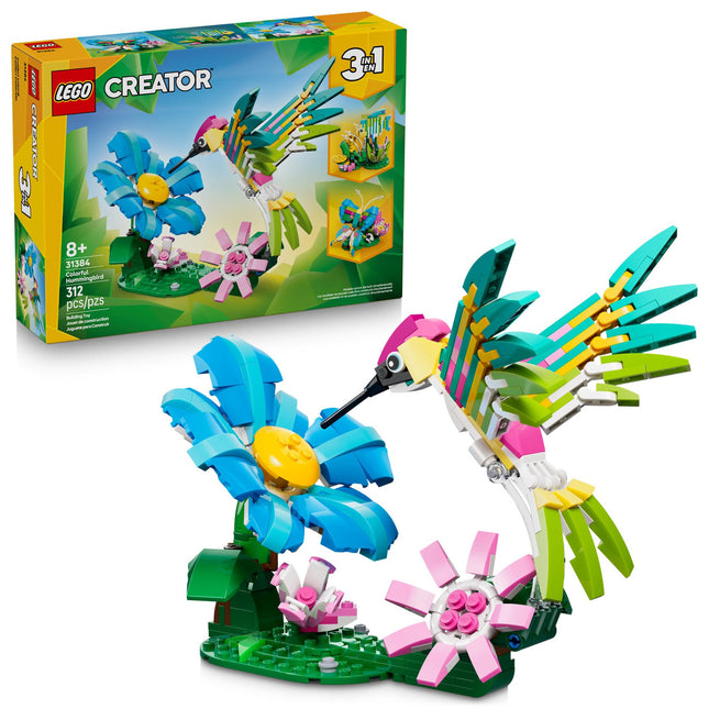 LEGO Creator 3 in1 Wild Animals: Colorful Hummingbird Building Toy for Girls Boys & Kids Ages 8+ - Build a Bird Butterfly or Tropical Fish - Gift Idea for Birthdays - 31384