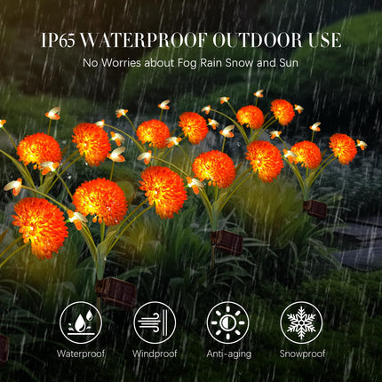 Solar Garden Lights, est 4 Pack Solar Swaying Bee Lights with Flowers, Waterproof Solar Firefly Lights Outdoor for Garden Patio Yard Pathway Fall Decoration, s for Women Mother's Day