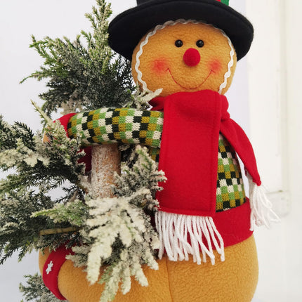 Gingerbread Man Christmas Tree Topper Decorations, Xmas Plush Stuffed Gingerbread Treetop with 12 Pcs Ginger Hanging Ornaments for Christmas Tree Wine Bottle Curtain Ornaments