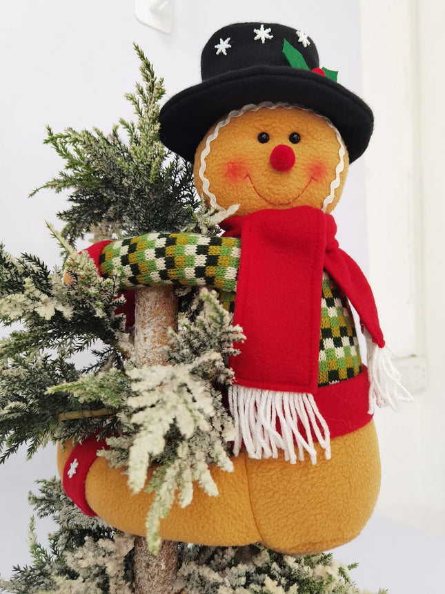 Gingerbread Man Christmas Tree Topper Decorations, Xmas Plush Stuffed Gingerbread Treetop with 12 Pcs Ginger Hanging Ornaments for Christmas Tree Wine Bottle Curtain Ornaments