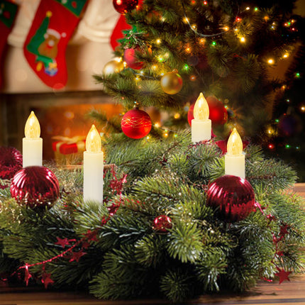 Christmas Tree Candles Lights Battery Operated, 20 PCS Flameless LED Candles with RF Remote and Timer, Clip on Candle Lights for Christmas Tree, Electric Fake Taper Candle Lights for Home Party Decor