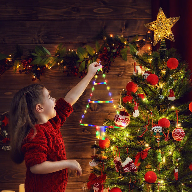 Christmas Decorations Lights, 1.6ft Christmas LED Ladder Lights, 8 Modes & Timer Battery Christmas Lights, Xmas LED Mini Tree Lights for Window Wall Home Garden Outdoor Indoor Decor (Multicolor)