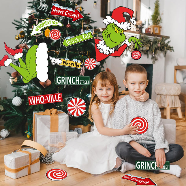 12 PCS Christmas Tree Topper,Funny Christmas Tree Ornaments Head/Legs/Signs,Christmas Decorations for Tree Home