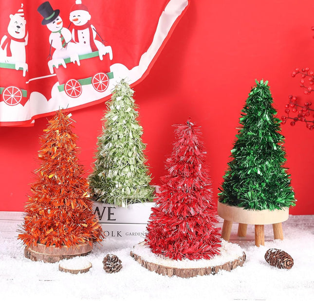 Small Christmas Tree Mini Artificial Christmas Trees Tabletop Stackable Tiny Xmas Tree for Home Table Decor (8, Set B)