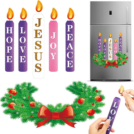 Frienda 6 Pieces Advent Candle Magnet Advent Wreath for Advent Wreath and Candles Magnetic Advent Wreath for Christmas Refrigerator Decoration