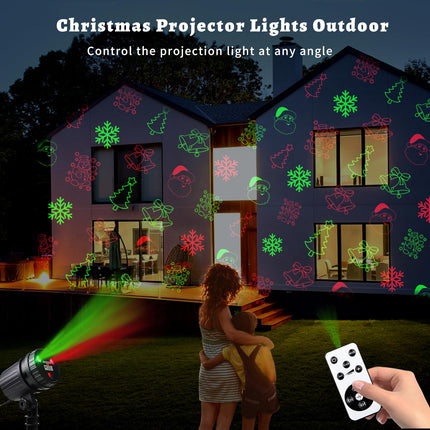 Christmas Laser Projector Lights, 8 Patterns LED Projection Lights with Remote, Landscape Projector Spotlights, Red and Green Star Show, Decoration for Outdoor and Indoor, Christmas, Holiday