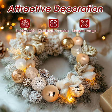 FestiveBliss Christmas Ornaments 50 Pcs, Christmas Balls, Christmas Ball Ornaments Set with Hanging Strings, Shatterproof Christmas Decorations Ornaments for Xmas Tree (Deep Champagne)