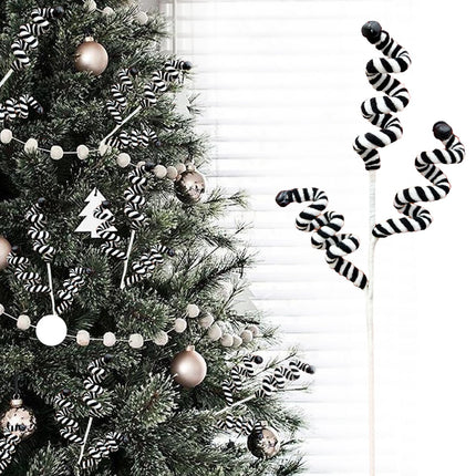 Black and White Grinchs Christmas Decorations, 17 Inch Large Ornaments for Christmas Tree Picks, 4 Pcs Nightmare Before Christmas, Big Tree Topper Filler, Xmas Candy Cane Halloween Picks