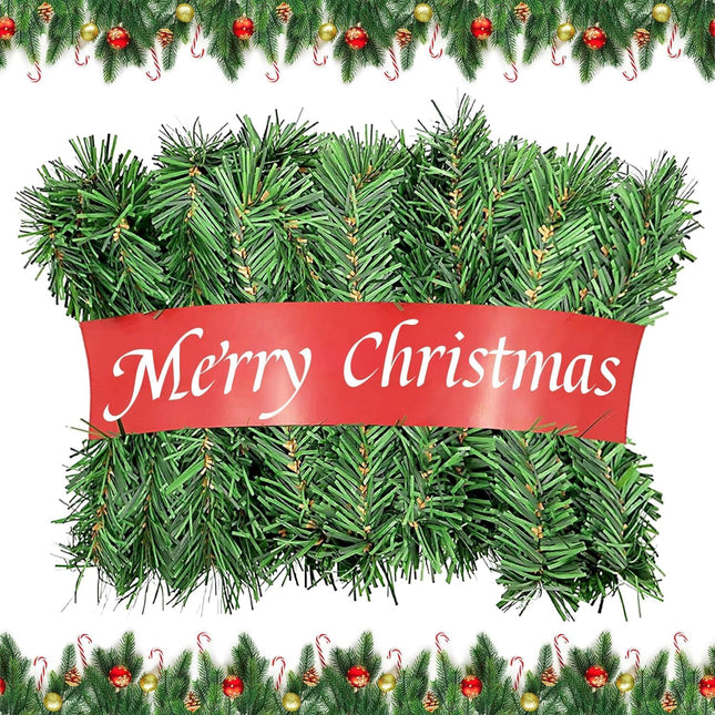 55 Feet Christmas Garland - 3 Stands Artificial Evergreen Garland Soft Greenery Garland Set for DIY Christmas Decoration, Non-Lit Indoor Outdoor Garlands for Stair Railing/Mantle/Holiday/Party Decor