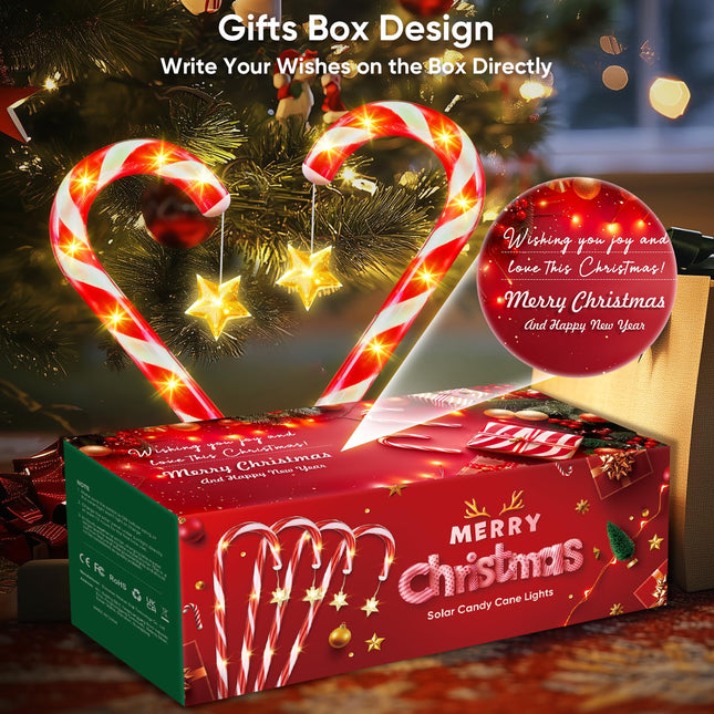 Outdoor Christmas Decorations: 10 Pack Candy Cane Solar Christmas Lights Outdoor Waterproof, Christmas Solar Lights Outdoor & 8 Flashing Modes for Outside Yard Christmas Decorations
