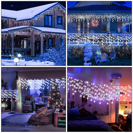 Icicle Lights for Outside 𝐰𝐢𝐭𝐡 𝐑𝐞𝐦𝐨𝐭𝐞, 32.8FT 432 LED 8 Modes Christmas Lights Outdoor with 85 Drops, Plug in Connectable Icicle lights Timer Waterproof for Christmas Decorations House Decor