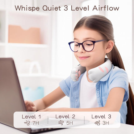 Cute Neck Fan For Kids, Teens, Women, Adorable Portable Fans 3000Mah Battery UsbC Rechargeable,Ultra Quiet Personal Cooling Fan