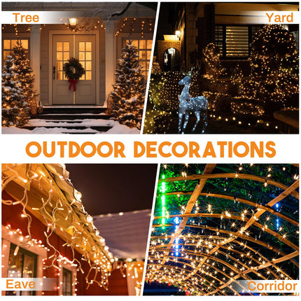 115FT 960LED Icicle Christmas Lights Outdoor 10Pcs Connectable 8 Modes Waterproof Warm White Icicle Lights for Indoor & Outdoor Decorations Christmas Events Christmas Eve Night Decor