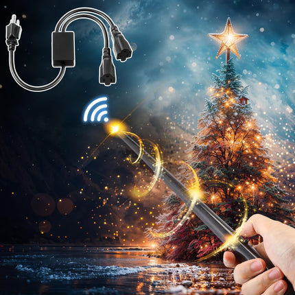 Enhon Wand Remote Control with 2 Extension Cord Remote Control, Wireless Electrical Smart Button Plug Switch Kit for Lighting Christmas Trees Holiday Lantern Xmas Lights Music Party Decorations