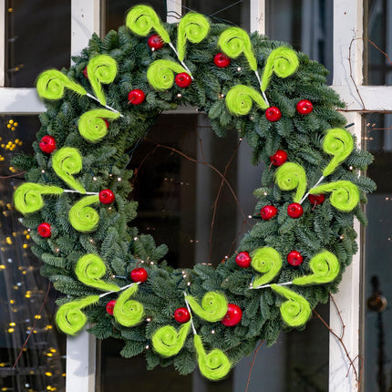 6 Pcs Green Furry Christmas Tree Picks 17'' Furry Spiral Curly Sprays Elf Ornaments Green Woolen Bells Curly Pick Christmas Tree Picks Decorations Topper Filler Branches Home Office Party s