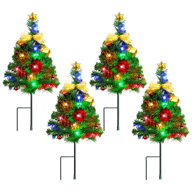 Brightown Solar Christmas Tree Outside, 4 Packs Solar Christmas Decorations Outdoor Yard Xmas Pathway Christmas Trees Sidewalk Driveway Walkway Gravesite Cemetery Outdoor Christmas Decorations