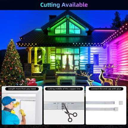 HEDYNSHINE 100ft Outdoor led Strip Lights Waterproof-IP 67 led Lights Smart Phone Control,RGB Color Changing with 44key Remote,Music SYNC,LED Strip Lights Outdoor use 100ft（2 Rolls x50ft）