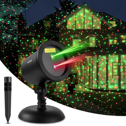 Christmas Laser Lights Projector Holiday Seasonal Lighting Show, as Seen on TV Xmas Static Red and Green Star Spread Out, for Celebration Performance Decorative Lights, Outdoor and Indoor