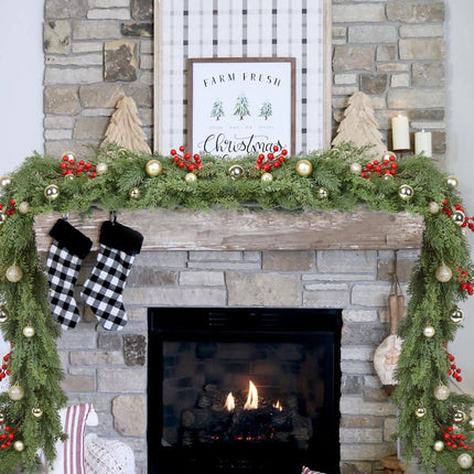 Artiflr Artificial Christmas Pine Garland, 6 Feet Winter Greenery Garland for Holiday Season Mantel Fireplace Table Runner Centerpiece Decoration