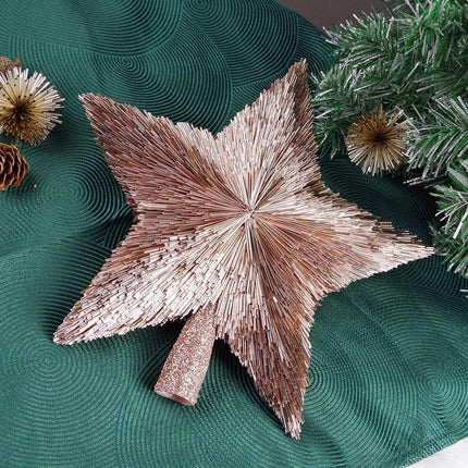 Luxury Christmas Tree Star Topper Handmade Xmas Tree Decorations Unique Christmas Topper Decoration Ornament for Christmas Party (Rose)