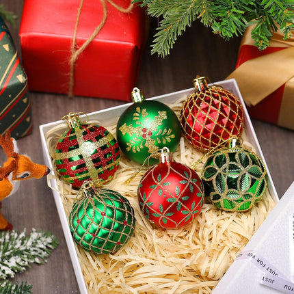 Hungdao 24 Pcs Christmas Ball Ornaments Red Green and Gold Christmas Tree Hanging Ornaments 2.4'' Glitter Christmas Ball Decorations Christmas Tree Pendants for Tree Xmas Holiday Party