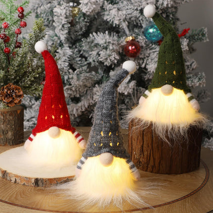 Juegoal Christmas Plush Gnomes, 9 Inch Lighted Handmade Mini gnome Scandinavian, Light Up Swedish Tomte Elf Holiday Present, Battery Operated Xmas s Table Ornaments Dinner Party Supplies, Set of 3