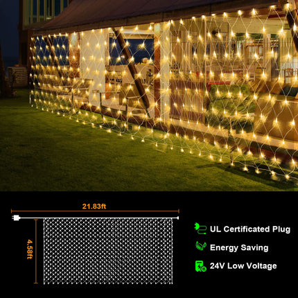 Outdoor Christmas Lights, 360 LED Sturdy Net Mesh Lights, 12x5Ft Large String Lights with 8 Modes, Christmas Decoration Lights for Year, Bushes, Gardens, Lawns, Patio Decor - Warmwhite