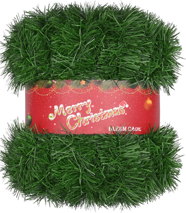 Christmas Decorations-50 FT Christmas Garland for Mantle, Artificial Green Garland Christmas Tree Decorations, Christmas Greenery Garland for Indoor Outdoor Home Christmas Decorations