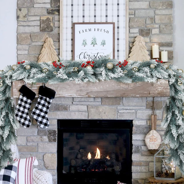 Artiflr 6 Feet Artificial Christmas Pine Garland, Winter Greenery Garland for Holiday Season Mantel Fireplace Table Runner Centerpiece Decor