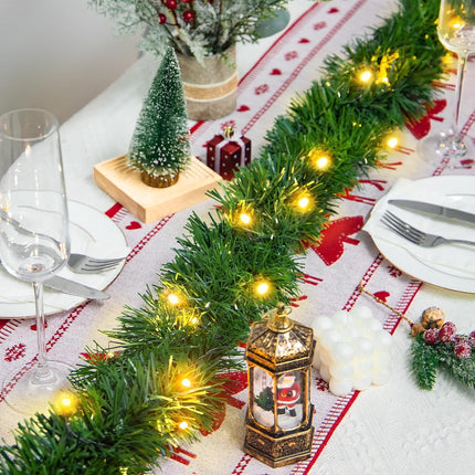 Ouddy Decor 19.7 Ft Lighted Christmas Garland Decorations, 60 Led Pre-lit Christmas Garland with Lights Battery Operated for Outdoor Indoor Party Home Winter Year Christmas Decor, Warm White