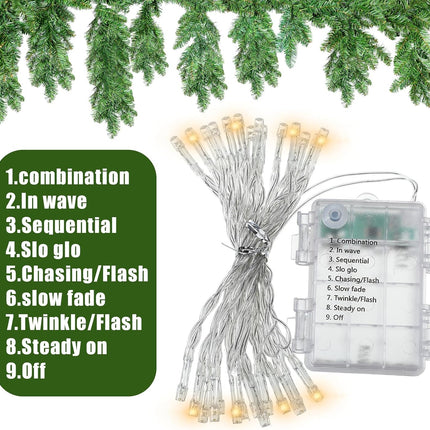 Jutom 1 Piece 9 Feet Christmas Cascading Garland with Lights Christmas Pine Garland Artificial Faux Pine Greenery Garlands Realistic Lighted Garland for Door Mantel Fireplace Stairs Indoor Outdoor