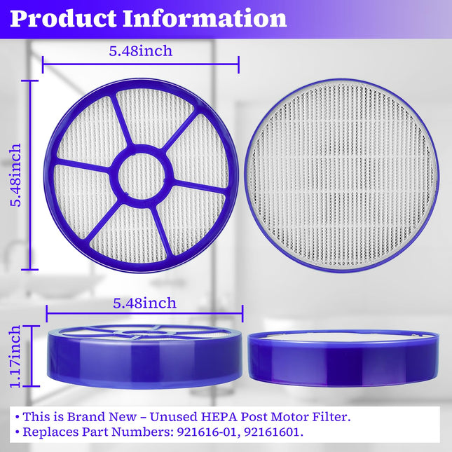 Dc33 Post Motor Hepa Exhaust Filter For Dyson Dc33 Upright Vacuum Cleaners, Replaces Part Numbers: 92161601, 92161601 Round 1Pack