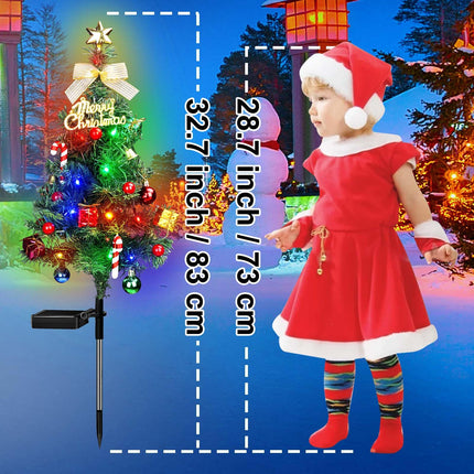 Solar Small Christmas Tree Outdoor Decorations Waterproof 2PC Solar Christmas Yard Decorations 40 Bright LED Lights Constant & Flashing DIY Christmas Decorative Light for Outside Pathway Lawn Patio