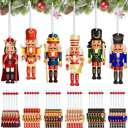 36 Pieces Christmas Nutcrackers Decorations Nutcracker Ornaments Wooden Hanging Christmas Decorations Nutcracker Figures (Classical Style)