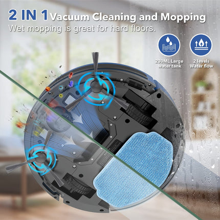 Uniqus Robot Vacuum And Mop Combo, 2 In 1 Mopping Robotic Vacuum With Wifiappalexa, Robotic Vacuum Cleaner, Schedule Settings, Selfcharging, Ideal For Hard Floor, Pet Hair And Carpet