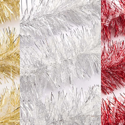 SANNO 32.8ft Christmas Tinsel Garland, ThickTinsel Xmas Party Metallic Tinsel Twist Garland Christmas Tree Ornaments Home Party Classic Hanging Decorations，Gold Snowflake spot
