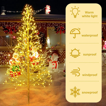 VIHOSE Christmas Lighted Birch Trees Alpine Artificial Christmas Tree Bendable Twig Warm White Lighted Trees Artificial Twig Fairy Light Tree for Home Christmas Party Holiday Decor(5 ft/ 384 LED)
