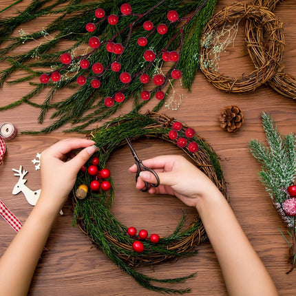 12 Pack Artificial Red Berry Stems Branches Christmas Berry Twig Stem Burgundy Berry Picks Holly Berries for Xmas Tree Wreath Home Decorations Floral Arrangements