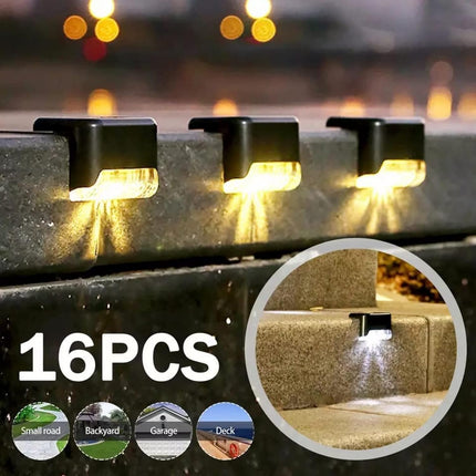 Uniqus Solar Powered Outdoor Lights 16 Pack By Village Eight Waterproof Solar Lights For Stairs Pathway Deck Patio Garden Lights